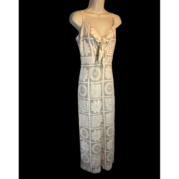 Petal & Pup Linen Blnd Wide Leg Jumpsuit Women Sz 2 Tie Front Floral Adjust Strp - Picture 1 of 12